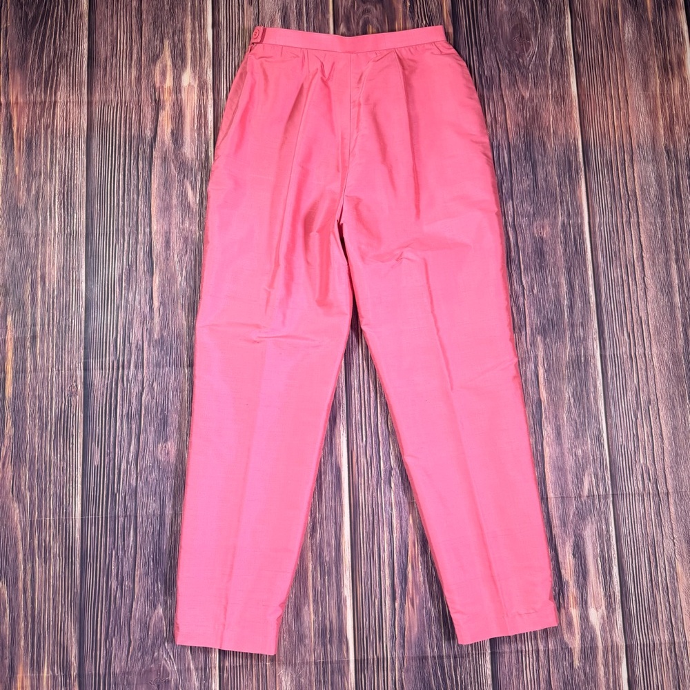 Vintage‎ Carlisle 100% Silk Pants High Waist Trousers Women's Size 4 Rose Pink